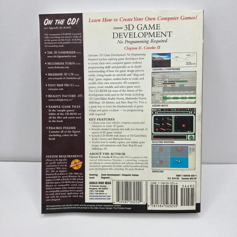 Awesome 3D Game Development No Programming Required Book CD Clayton Crooks 2004